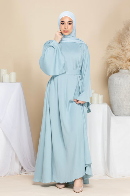 Talia Textured Abaya - Steel Blue