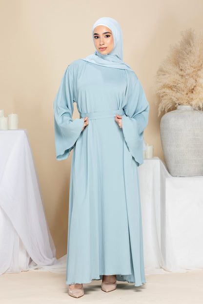 Talia Textured Abaya - Steel Blue